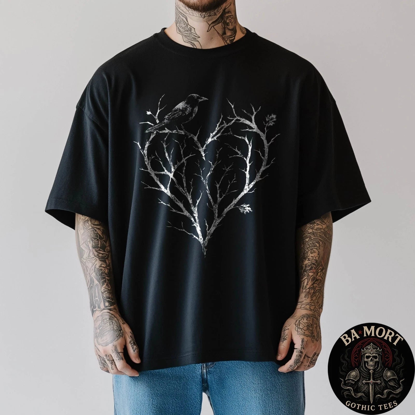 Gothic Raven Crow Heart Tree Thorn Love Goth Alt Alternative T-Shirt