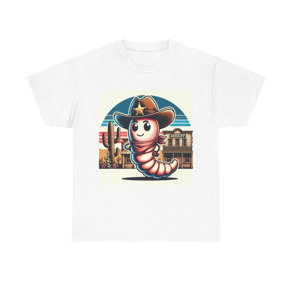 Unisex Adult T Shirt Cute Earthworm Cowboy Pop Art Vintage Style