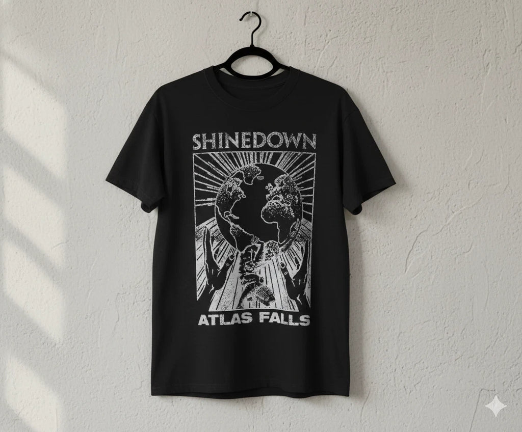 Shinedown Atlas Falls Rock Band Graphic Black T-Shirt - T143