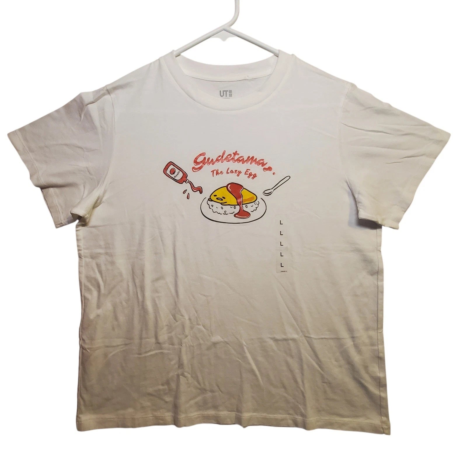 UNIQLO UT Gudetama The Lazy Egg Graphic T Shirt Mens Medium White Sanrio License