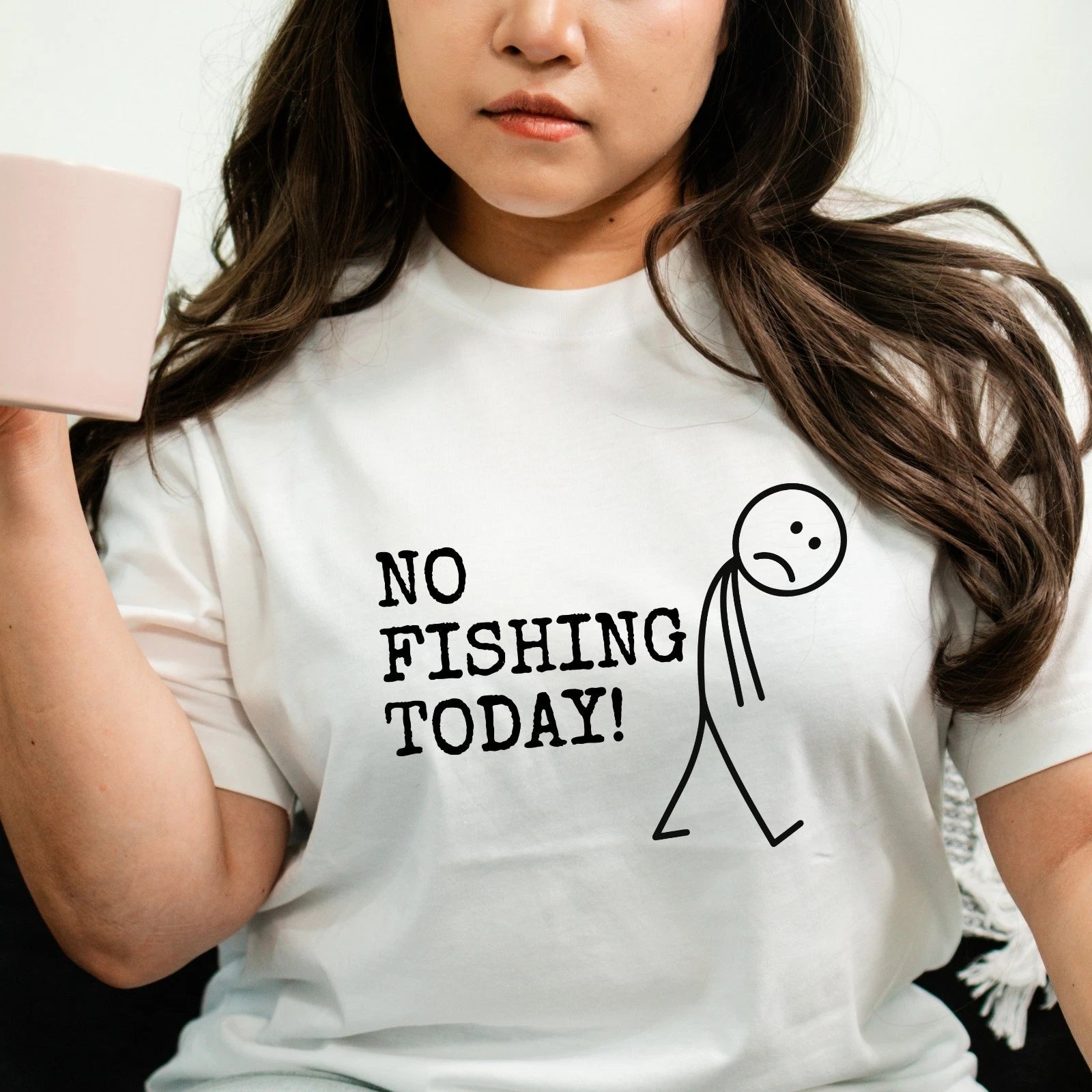 No Fishing Today Mens T-Shirt Funny Humor Minimalist Fisherman Birthday Gift Tee