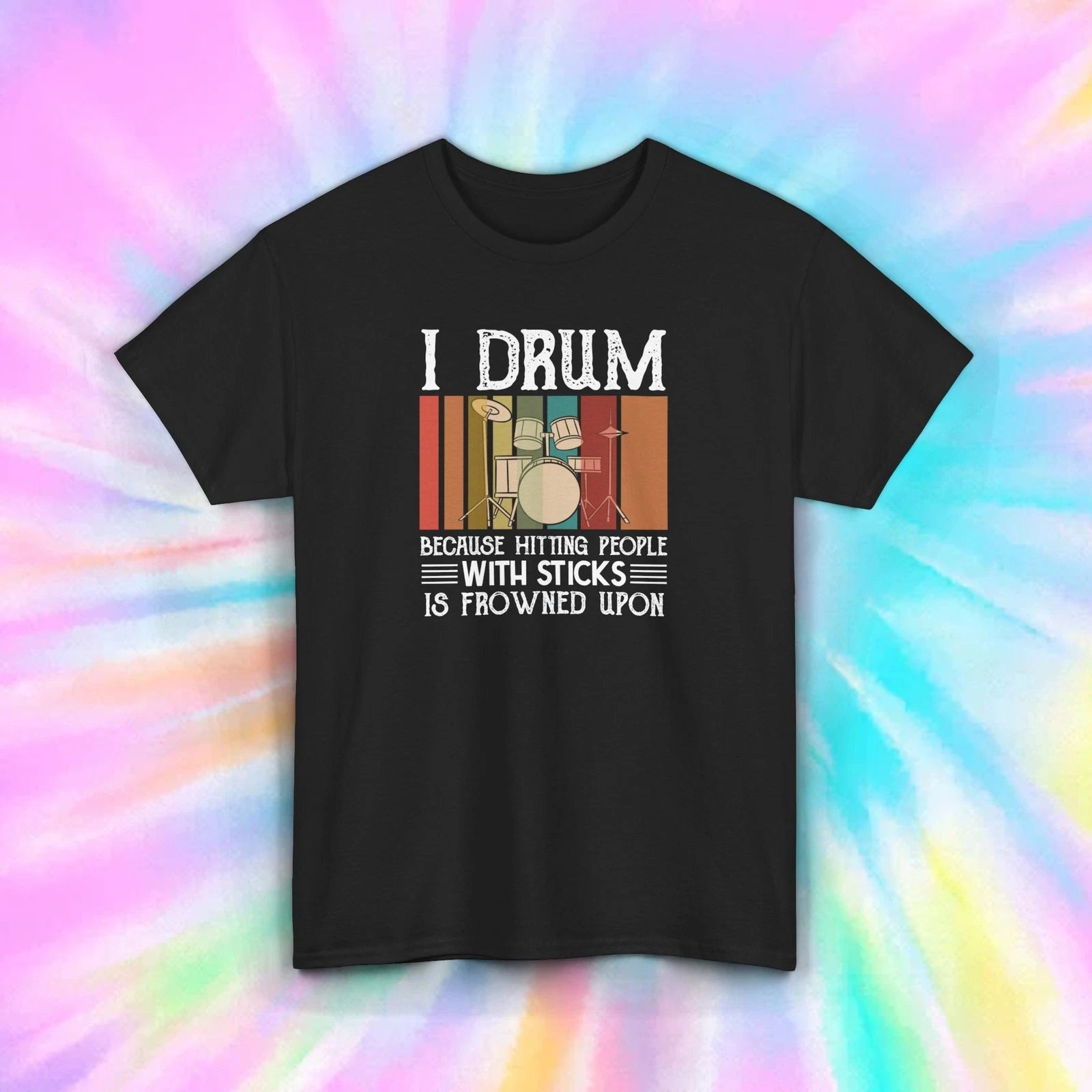 I Drum Because Hitting People Funny Drummer T-Shirt Music Lover Gift S-5XL