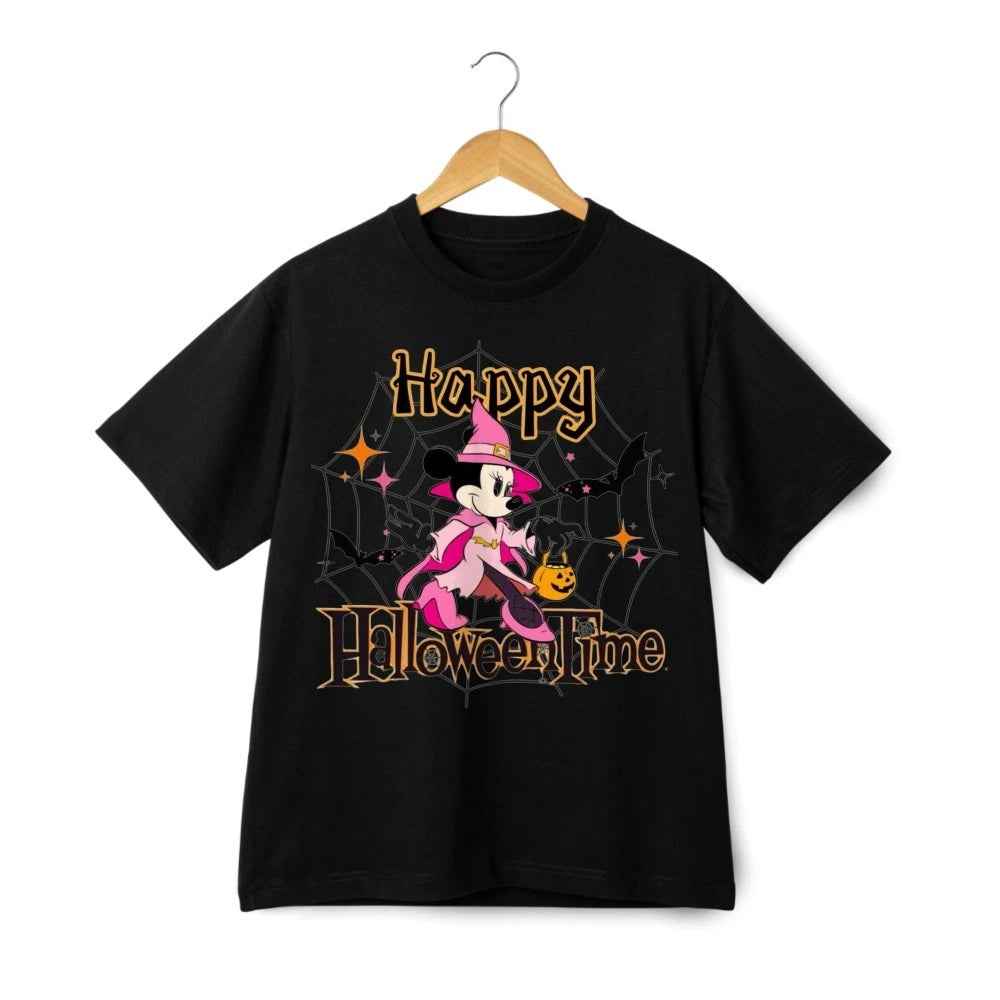 Minnie Mouse Halloween Graphic T-Shirt – Cute Witch Cartoon Streetwear Tee