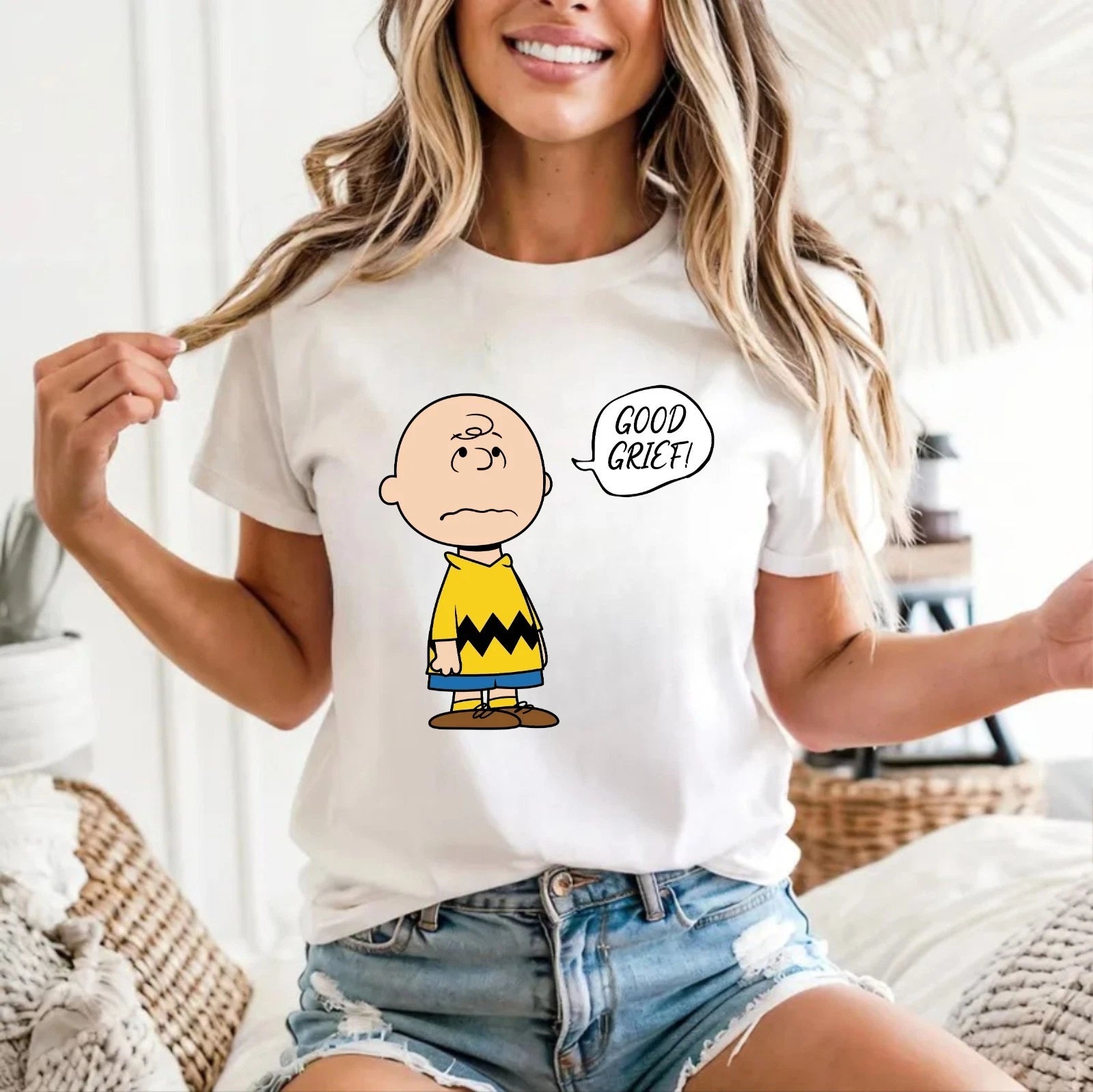 Good Grief Cartoon Unisex T-Shirt-Funny Peanuts Comic Strip Sarcastic Retro Tee