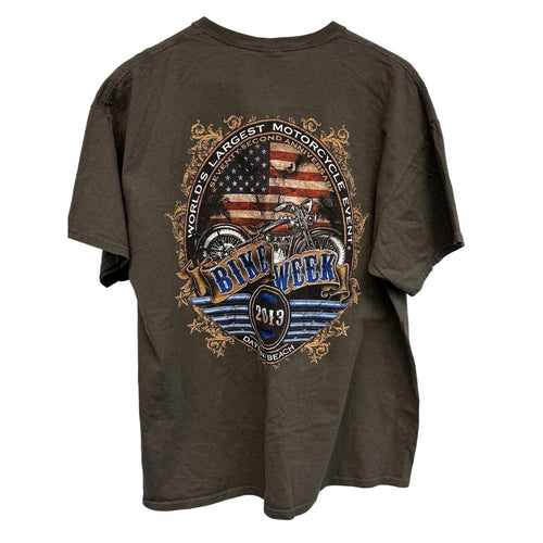 2013 Daytona Beach Bike Week T-Shirt Motorcycle Flag Graphic T-Shirt L/XL