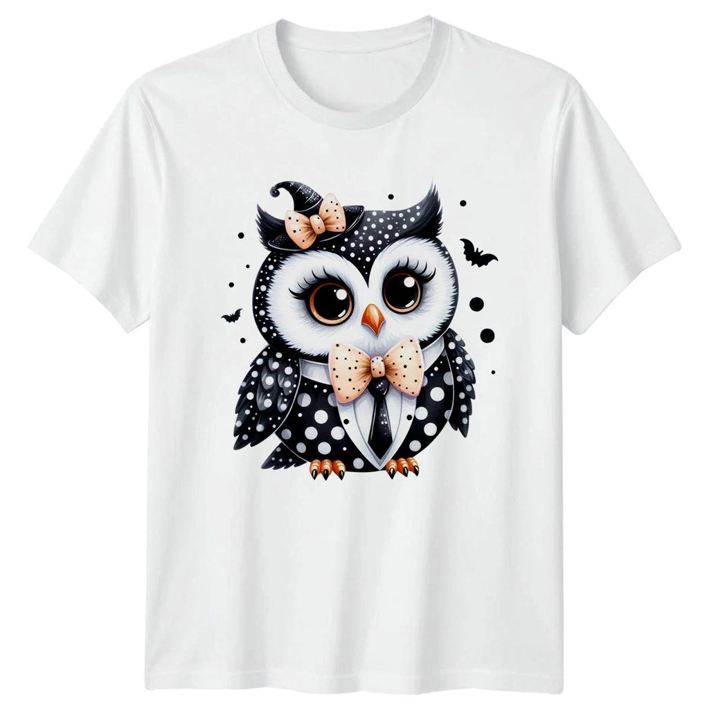 Cute Coquette Halloween Owl Womens T-Shirt Cute Owl Halloween Gift For Her