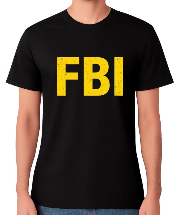 FBI T-Shirt Bold Letter Graphic Funny Police Feds Top Novelty Tee