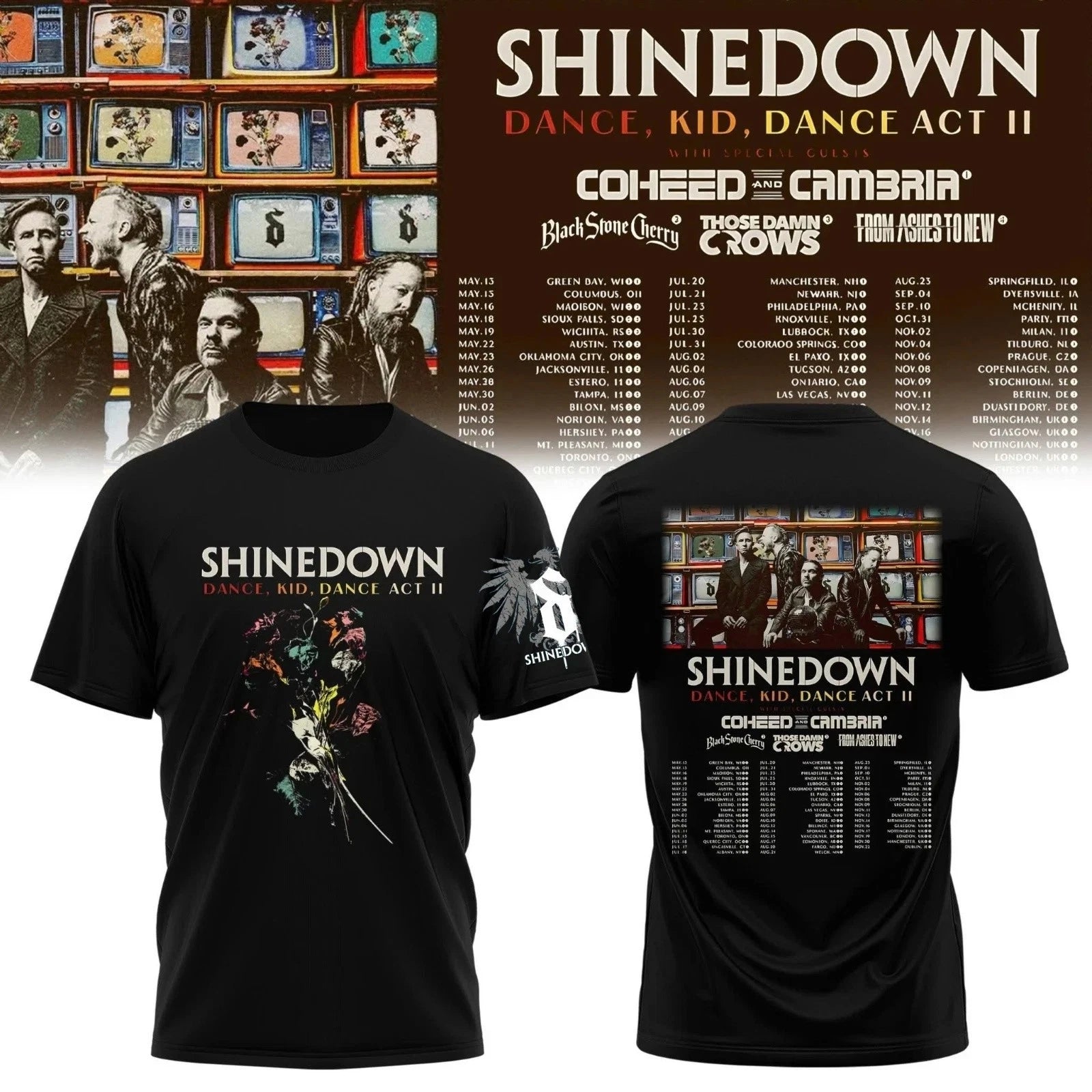 Shinedown Dance Kid Dance Act II Tour 2026 T-Shirt