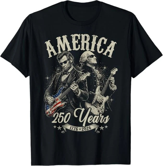 George Washington Lincoln Playing Guitar Abe Lincoln 250th T-Shirt