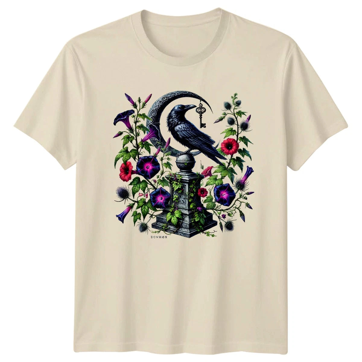 Mystical Raven Moon Key T-Shirt Gothic Witchy Nature Fantasy Birthday Gift