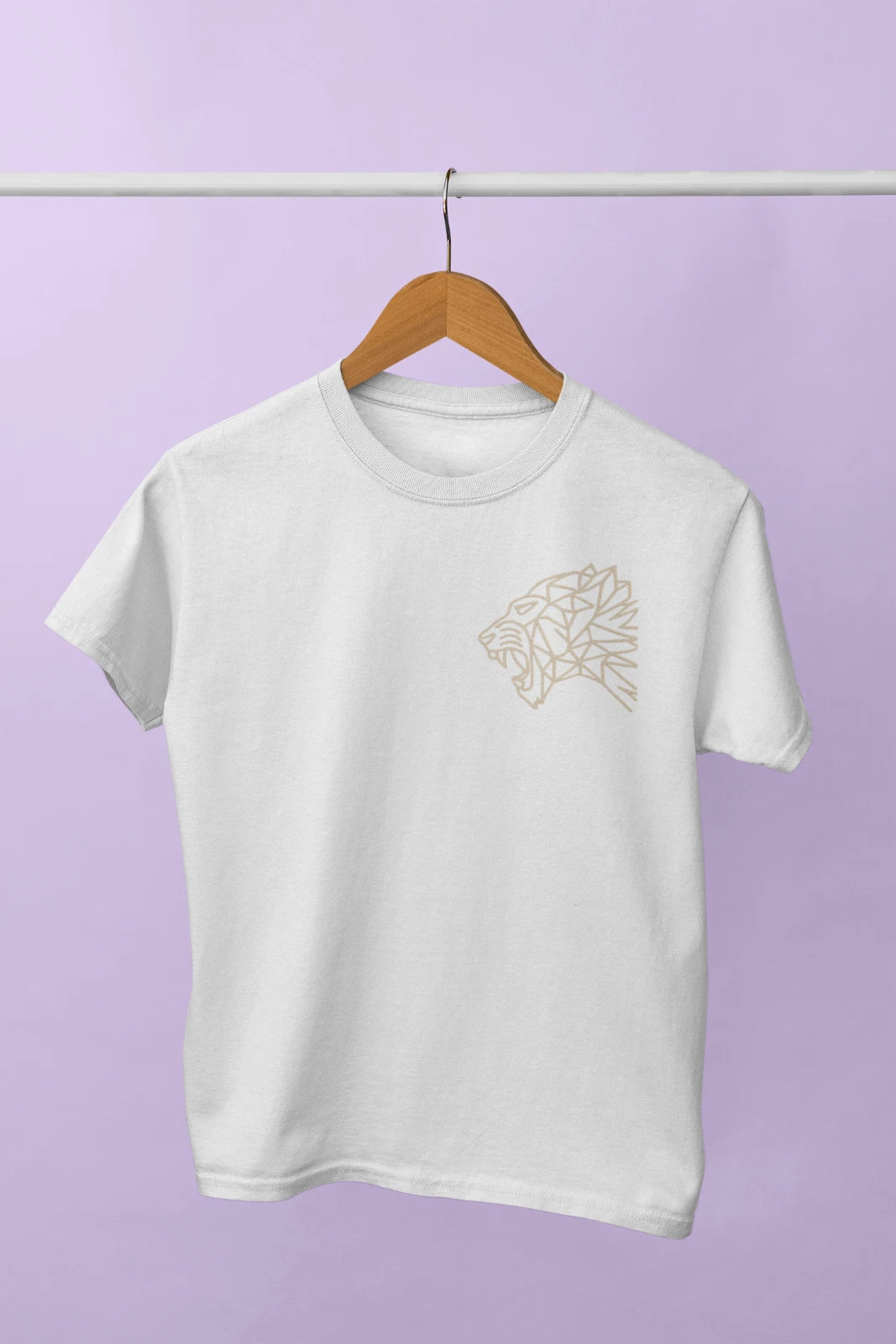 Geometric Lion Head T-Shirt Minimalist Animal Graphic Tee Unisex Cotton A163