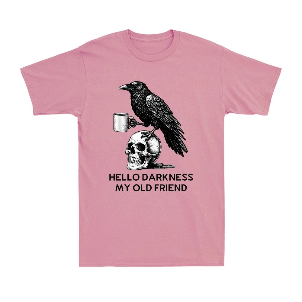Hello Darkness My Old Friend Crow Coffee Spooky Humor Vintage Men's T-Shirt