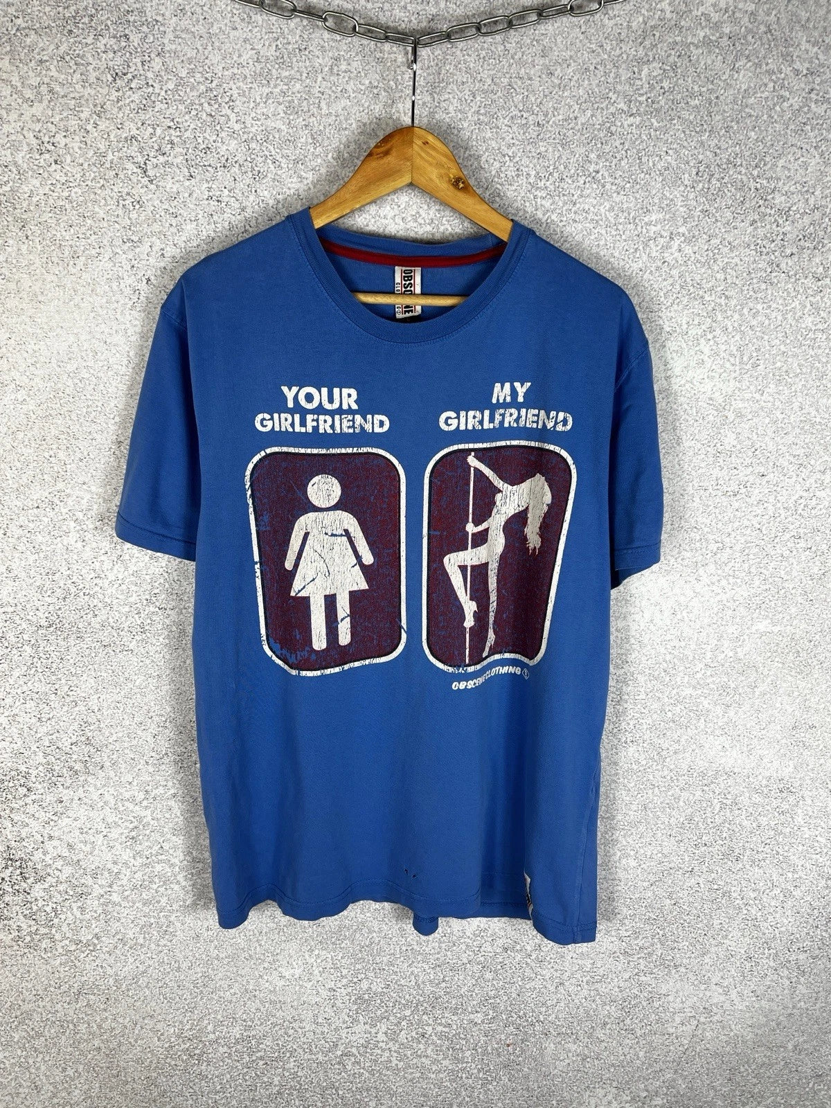 Men’s Vintage Humor Different Girlfriend T Shirt Y2K Tee Size L Large