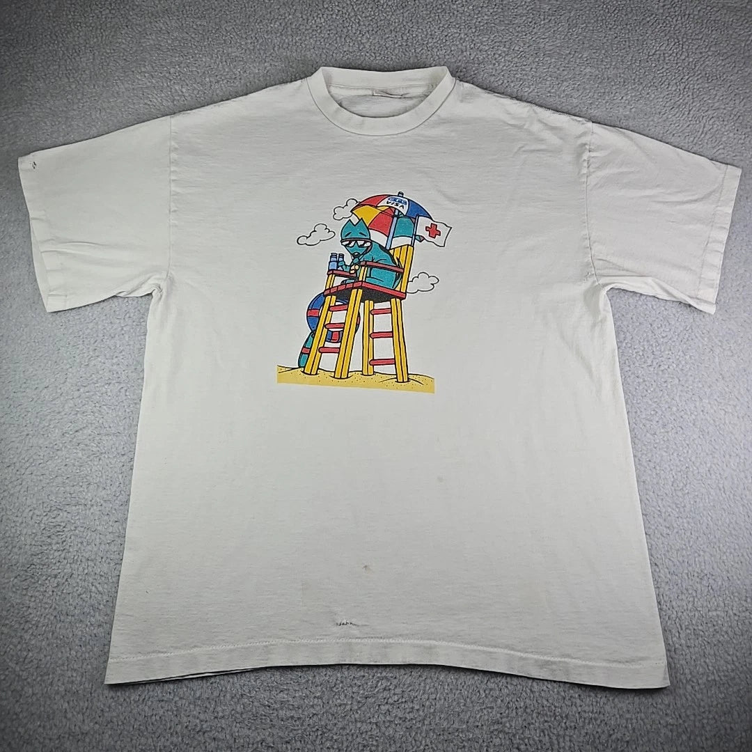 Vintage 90s GTE Visa Promo T-Shirt Men's Size XL White Single Stitch Dog Pop Art