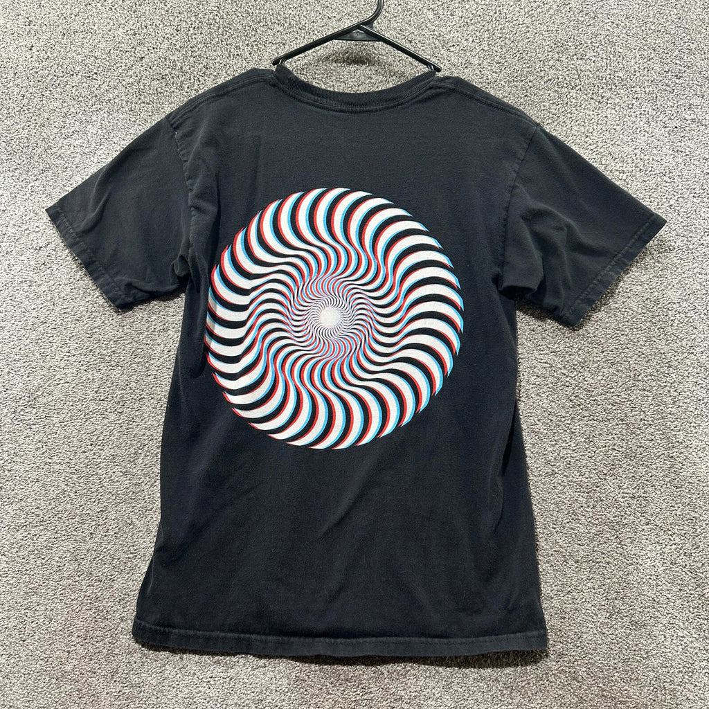 Spitfire T-Shirt Men Small Black Swirl Graphic Logo Skater Y2k Short Sleeve