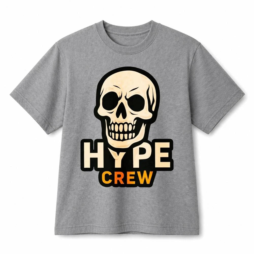 Hype Crew Cartoon Skull Streetwear Retro Graphic Cotton T‑Shirt Unisex