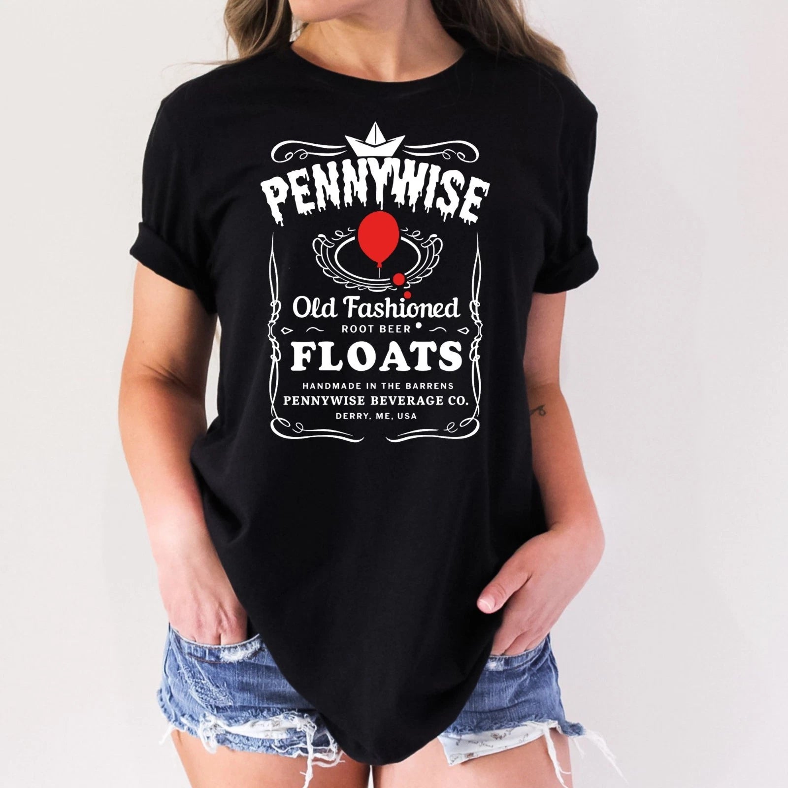 Pennywise Old Fashion Floats Horror Halloween Adult Humor Funny T-Shirt
