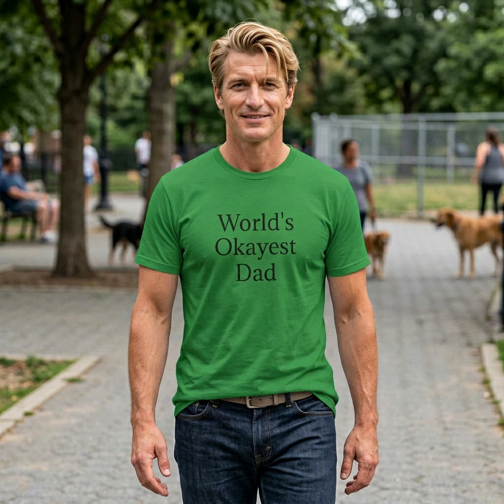 World's Okayest Dad T-Shirt | Funny Dad Tee Fathers Day