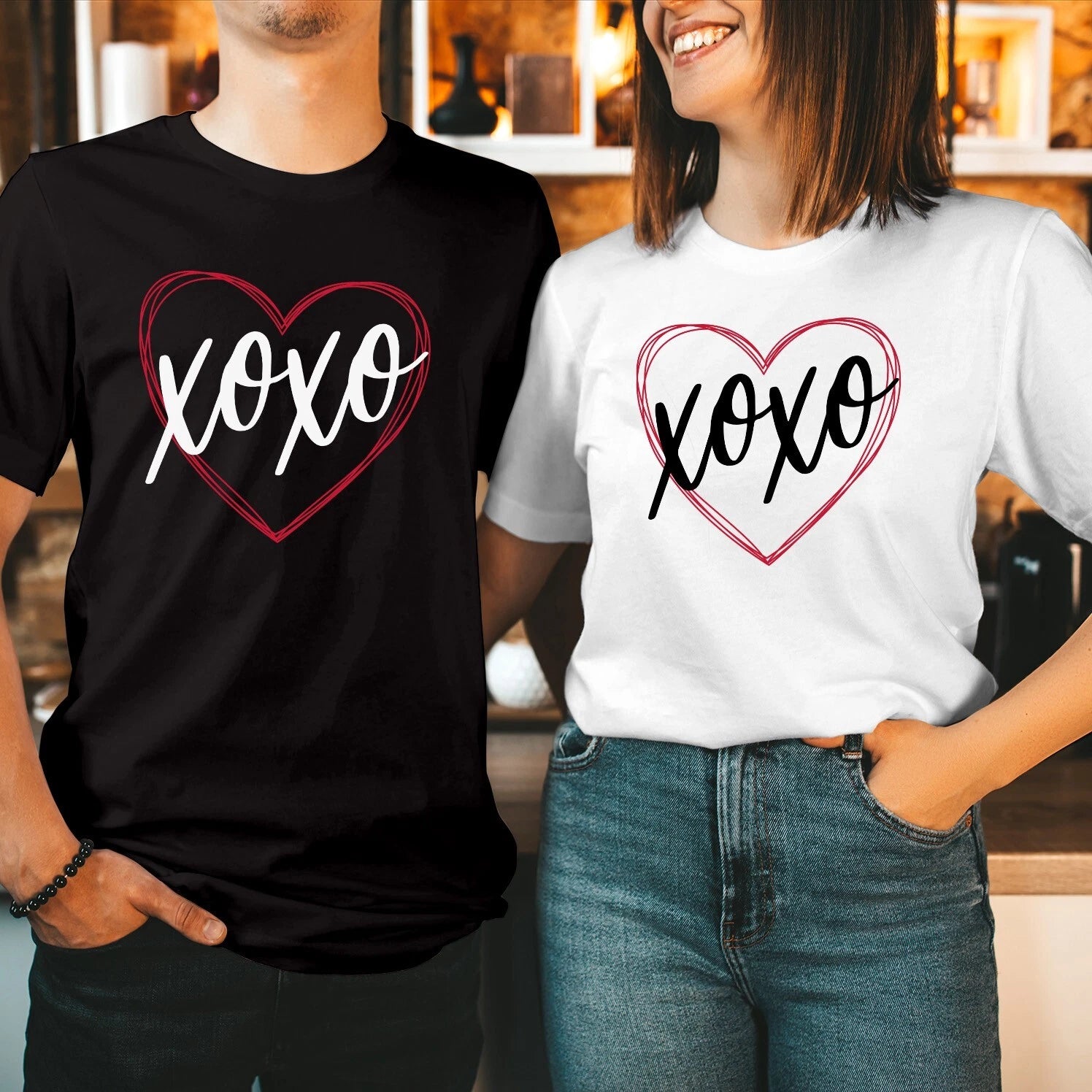 TSHIRT (1595) XOXO Love Heart Valentine's Day T-Shirt Cute Saint Valentines Tops