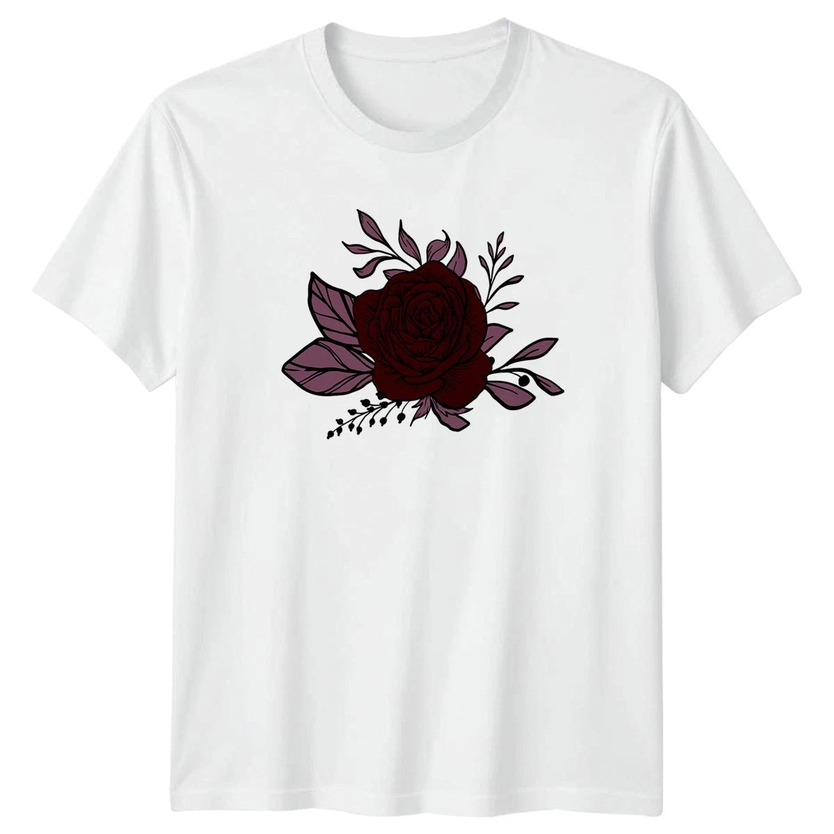 Dark Rose Womens T-Shirt Spooky Goth Floral 2026 Birthday Gift For Her