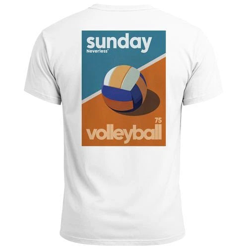 Mens T-Shirt Back Print Sunday Volleyball Graphic Print Urban Clubwear Retro