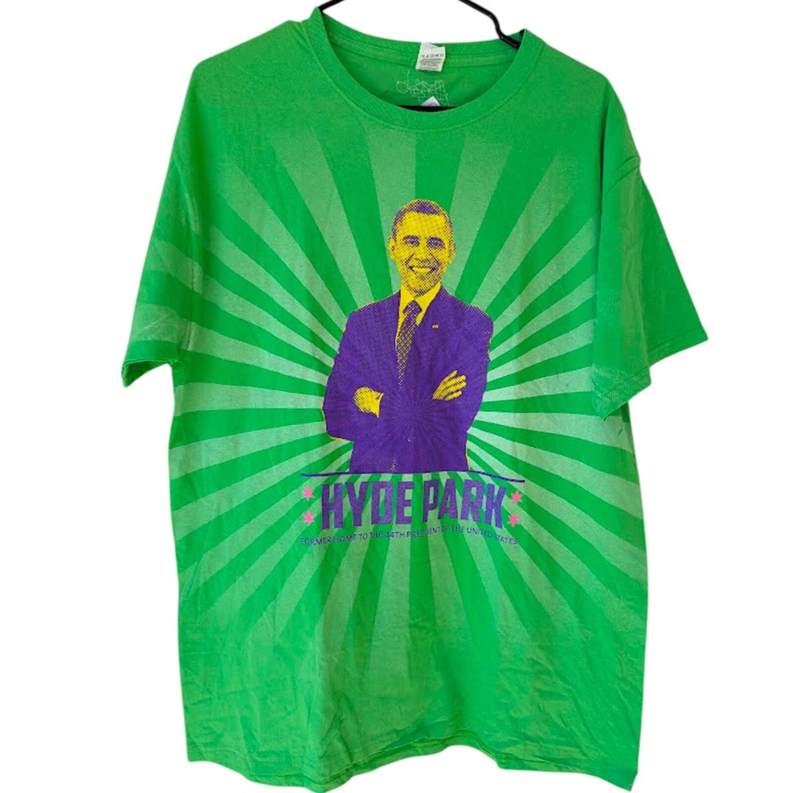 Sharprint Chicago Neighborhoods T-shirt L AOP Obama Hyde Park Pop Art Promo NWT