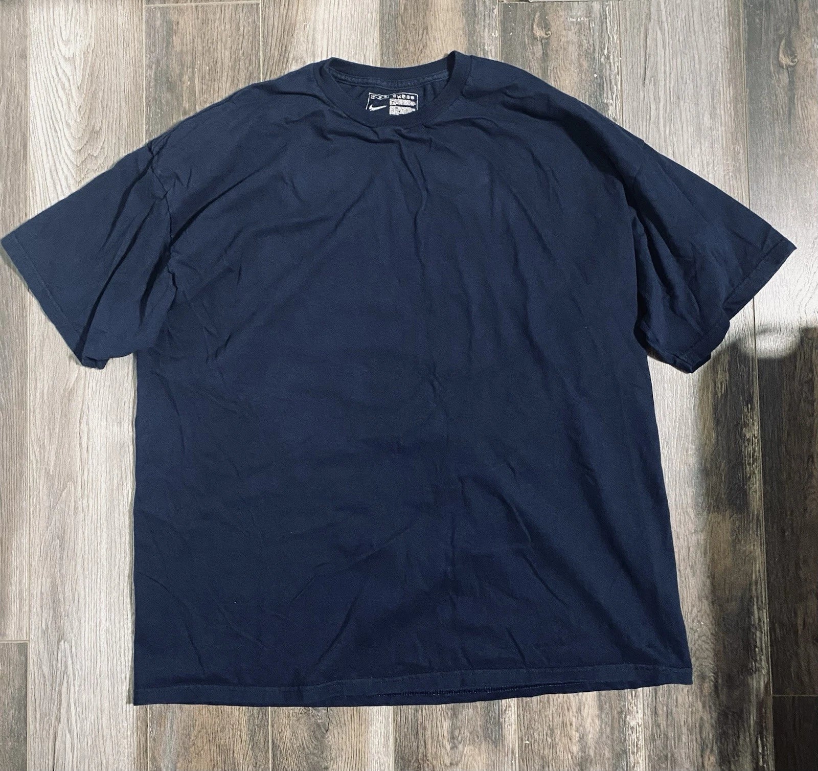 VTG Nike T Shirt Mens L Navy Blue Swoosh Dri Fit Athletic Performance Y2K Runnin