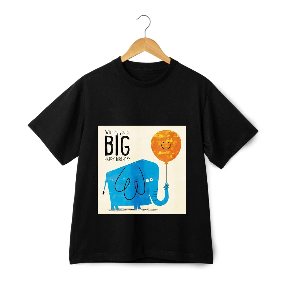 Fun Birthday Theme Tee,Cute Elephant &Balloon Pattern Short-Sleeve Top|cartoon