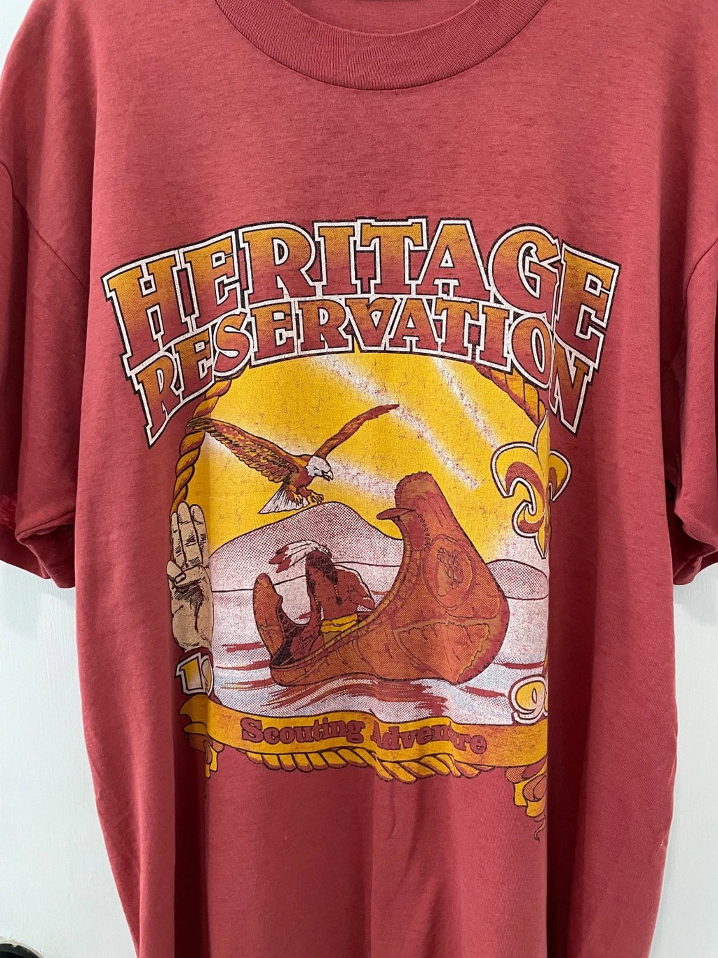 1998 Boy Scouts Native American vintage tshirt 90s nature eagle canoe Large