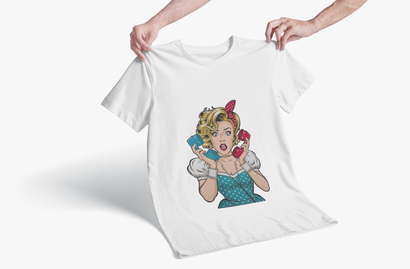 PopArt Girl on the Phone  Tshirt unisex heavy cotton