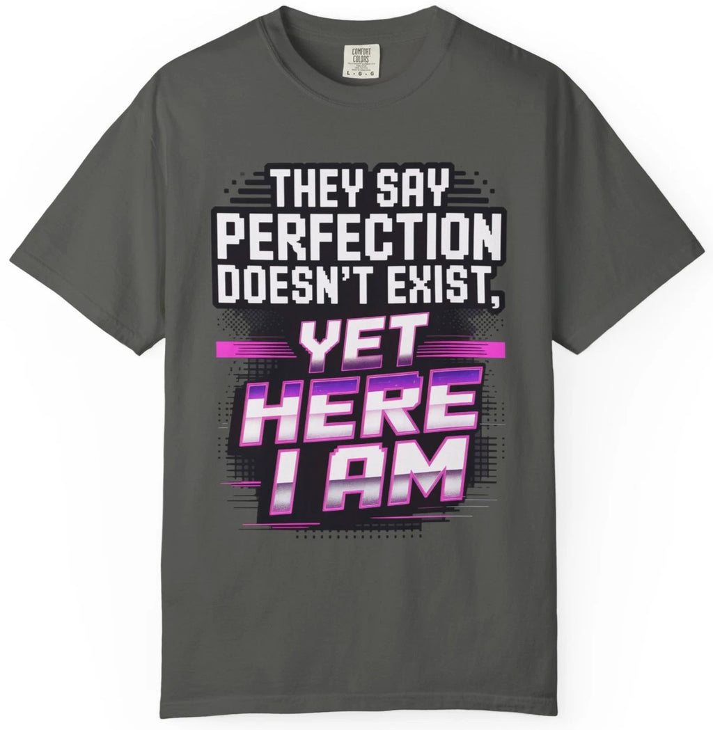 Funny Perfection Quote T-Shirt Retro Gaming Graphic Tee Streetwear 1717