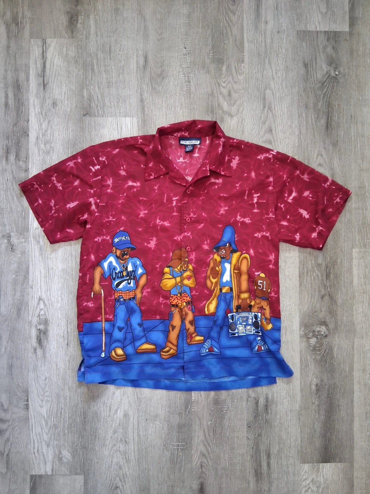 Vintage 90s Paragraff Men's Medium Tye Die Hip Hop Streetwear Short Sleeve Shirt