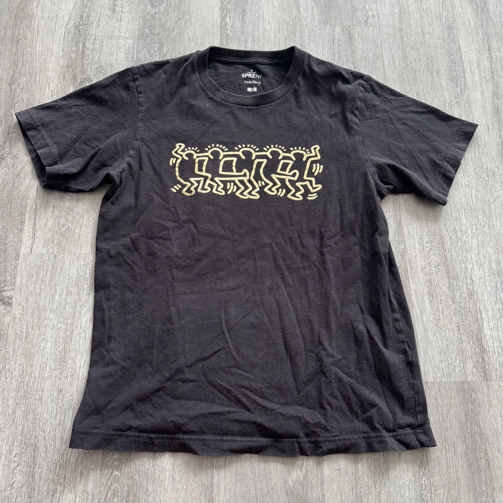 Keith Haring Uniqlo SPRZ NY Shirt Mens Medium Black Graphic Tee Pop Art Dancing