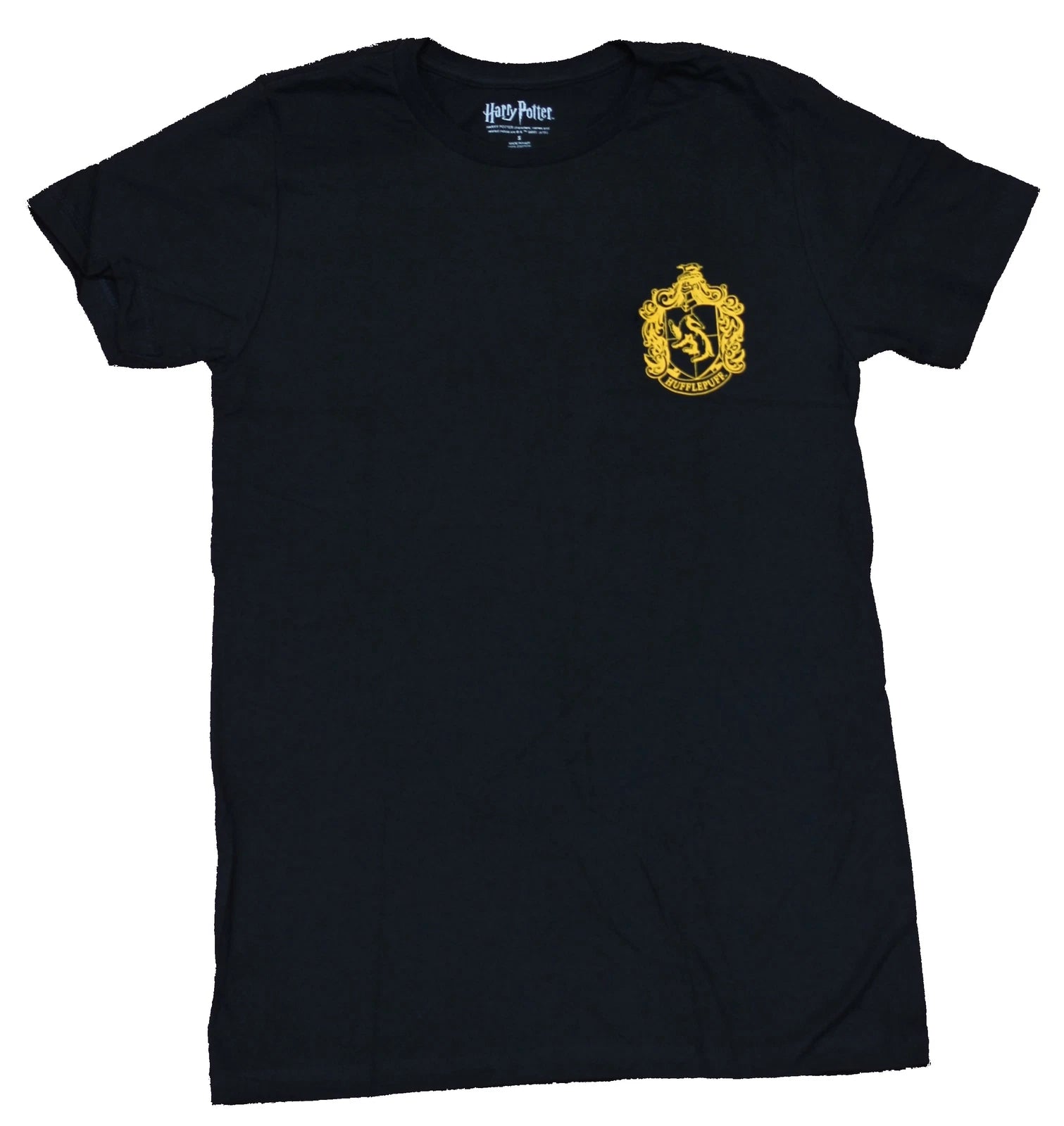 Harry Potter Adult New T-Shirt  -  Hufflepuff Lapel Quidditch Crest Logo Back