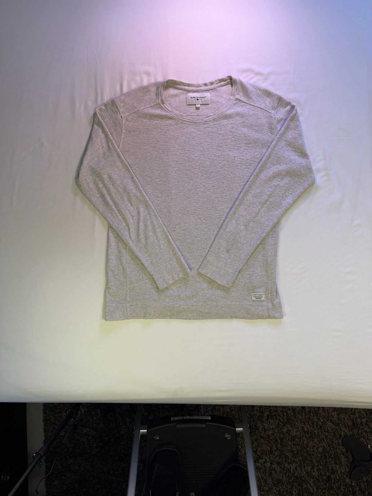 Modern Amusement Long Sleeve Tee Men’s M Cream Off-White Cotton Basic Minimalist