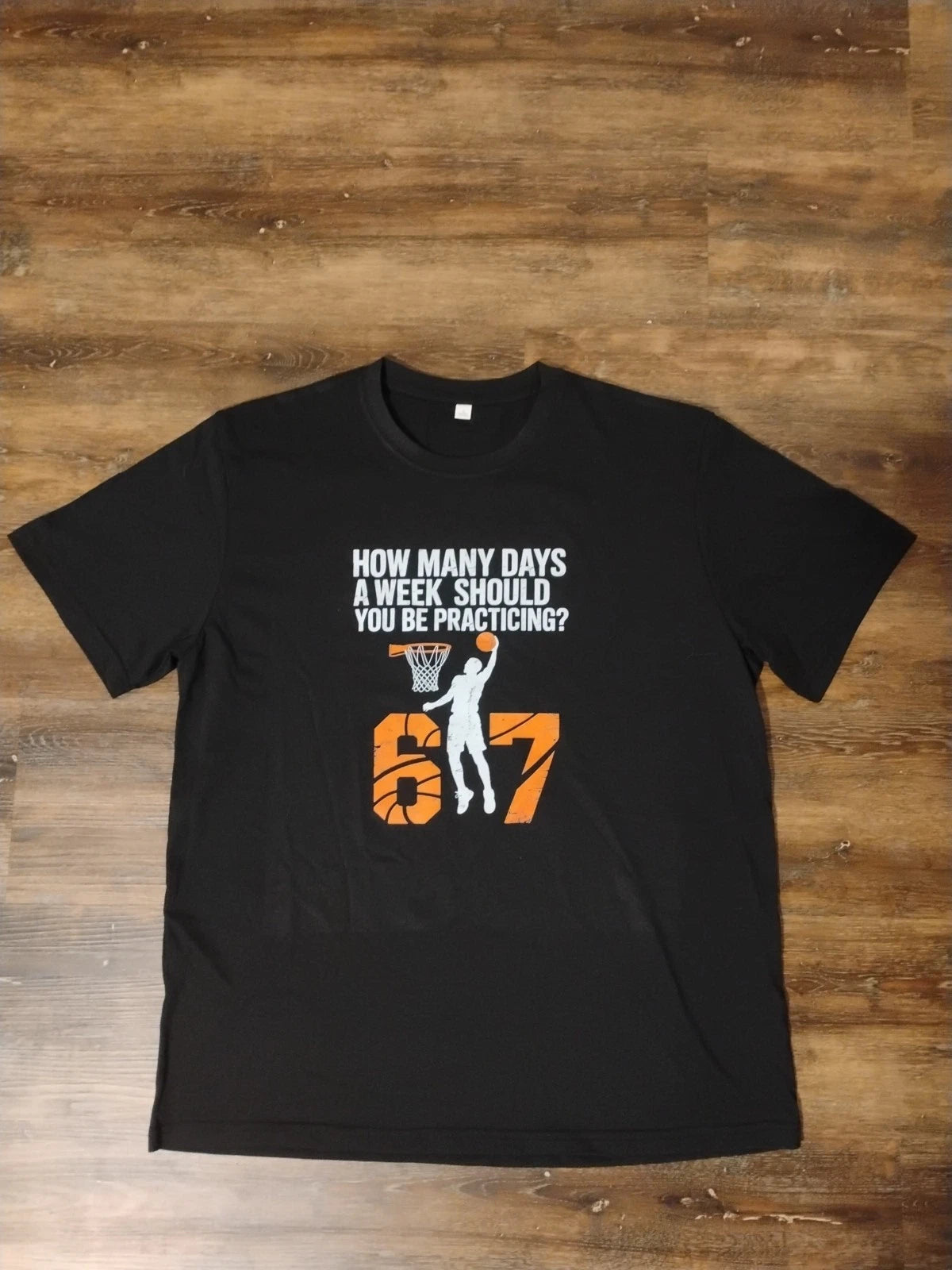Men's Black Colorway 67 Meme Basketball Tshirt Size Large New Without Tags