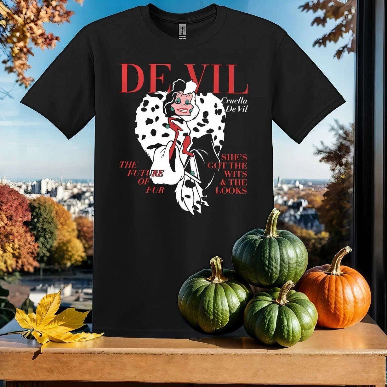 Disney Villains Cruella De Vil T-shirt T shirt Men Women Unisex Tshirt SY349