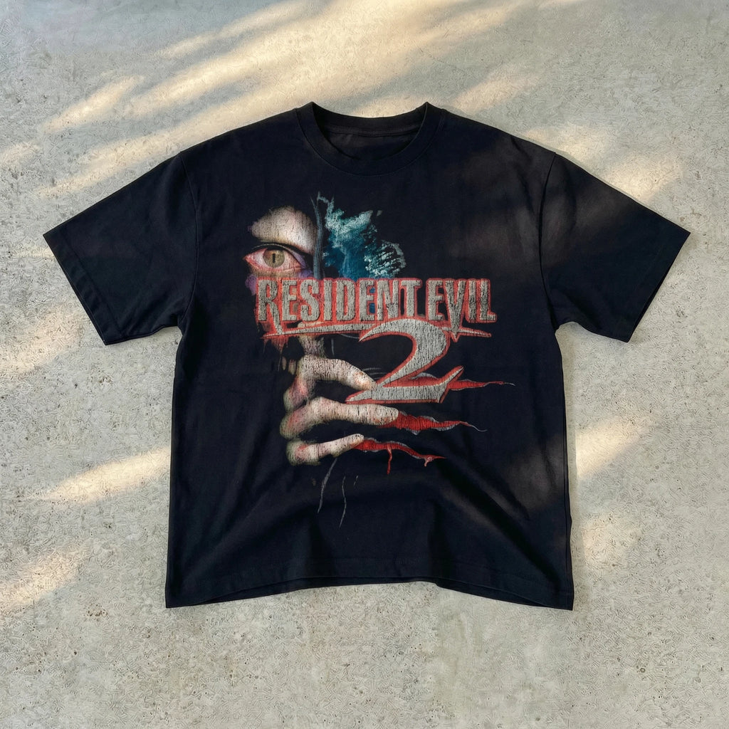 Resident Evil T Shirt Graphic Tee Horror Game Black Cotton T-Shirt Unisex Street