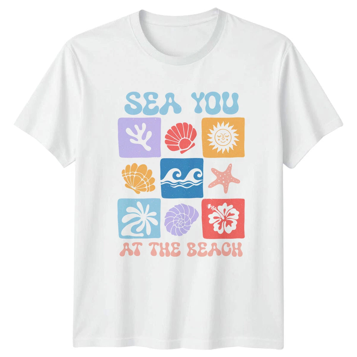 Sea You At The Beach Boho Summer T-Shirt, Seashells, Waves, Beach