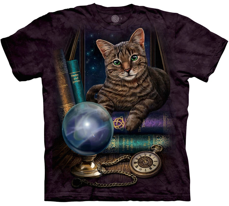 Cat Kittens Magic The Fortune Teller Cute Animal Purple Mountain T-Shirt S-3X
