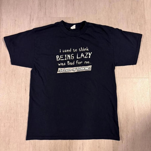 2006 Alstyle Apparel & Activewear Being Lazy Graphic T-Shirt Mens L Navy