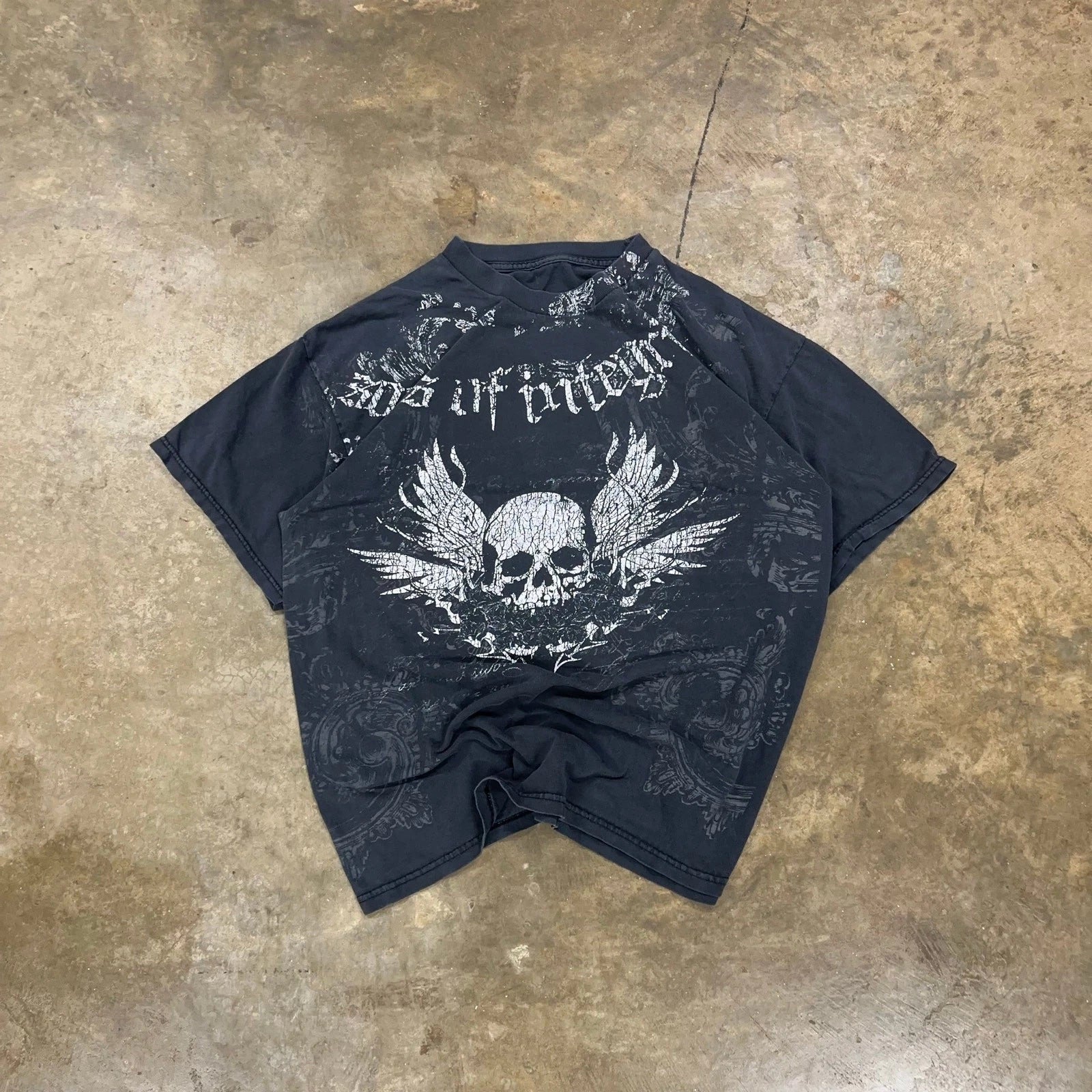 Vintage Y2K Souls of Integrity Grunge Affliction Style Shirt Size XL Skull Wings