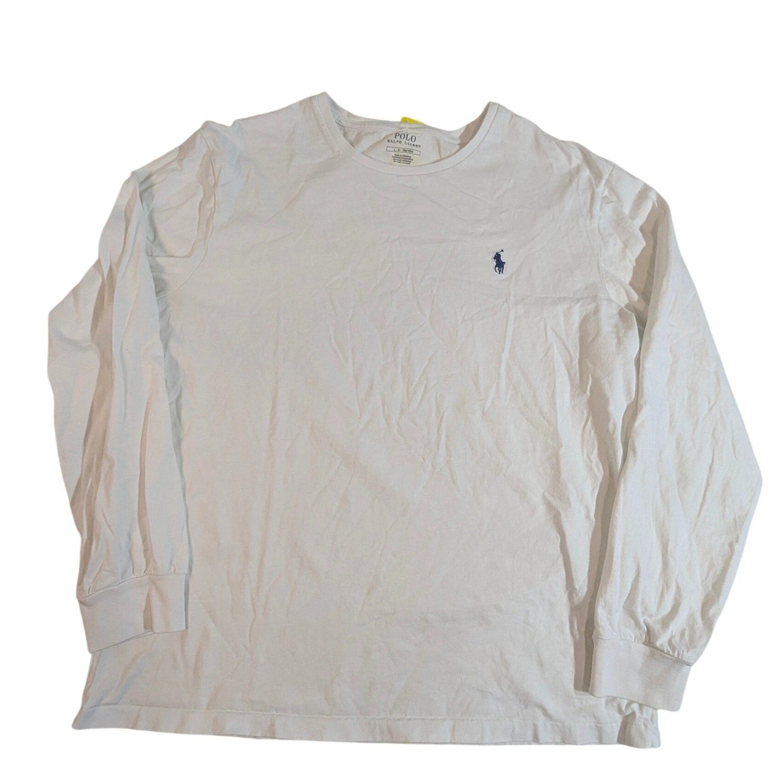 Polo Ralph Lauren Mens White Long Sleeve Crew Neck T-Shirt Size Large READ