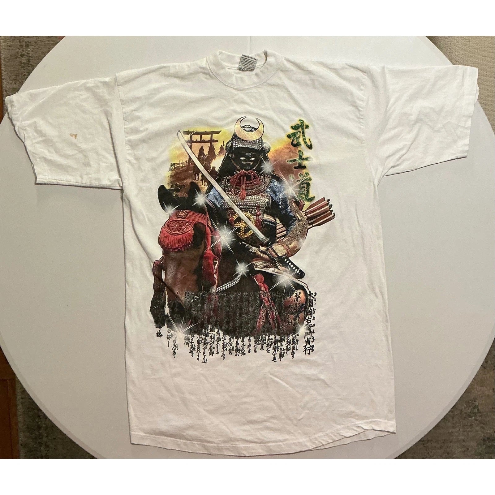 VTG Y2K Samurai Warrior Super Heavy Japan T-Shirt White Mens 3XLT Tall  Pro-Top
