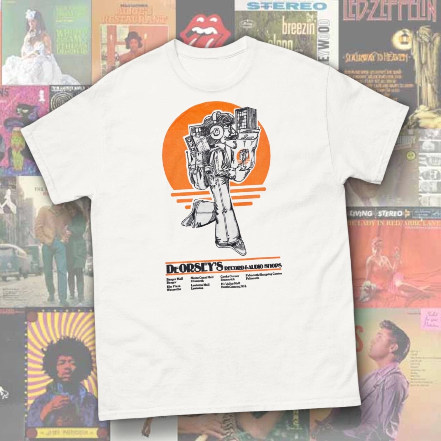 DeOrsey's Record & Audio Shops T-Shirt 1980s 90s Mall Defunct Record Store Tee