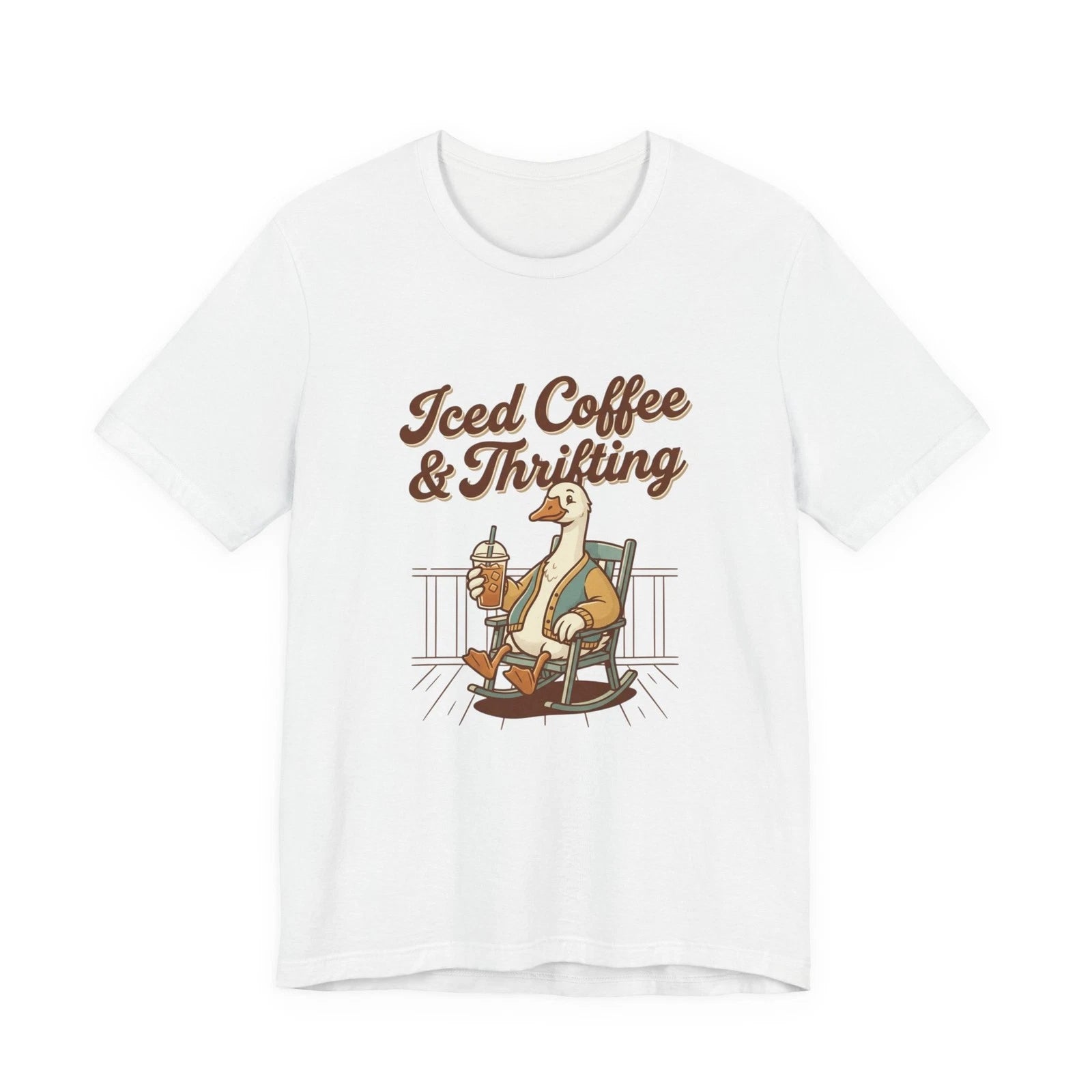Iced Coffee & Thrifting Goose Tee | Vintage Style Graphic T-Shirt