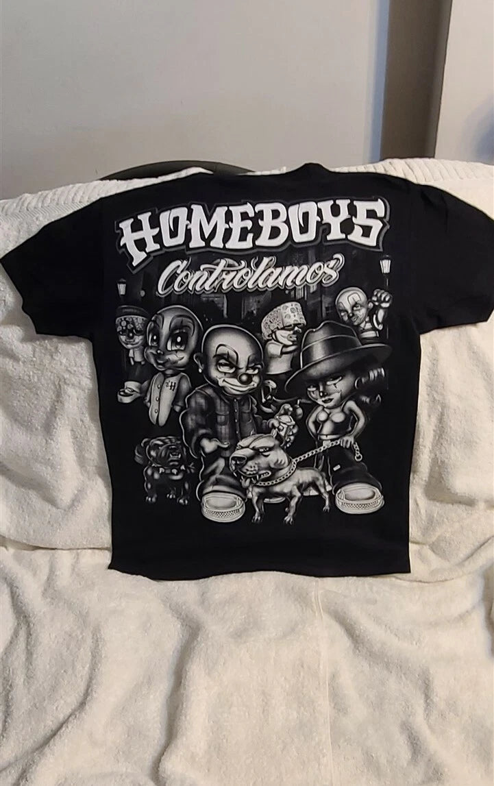 HOMEBOYS CONTROLAMOS CHOLO PITBULL BULLDOG HOMIES GANGSTER CITY T-SHIRT SHIRT