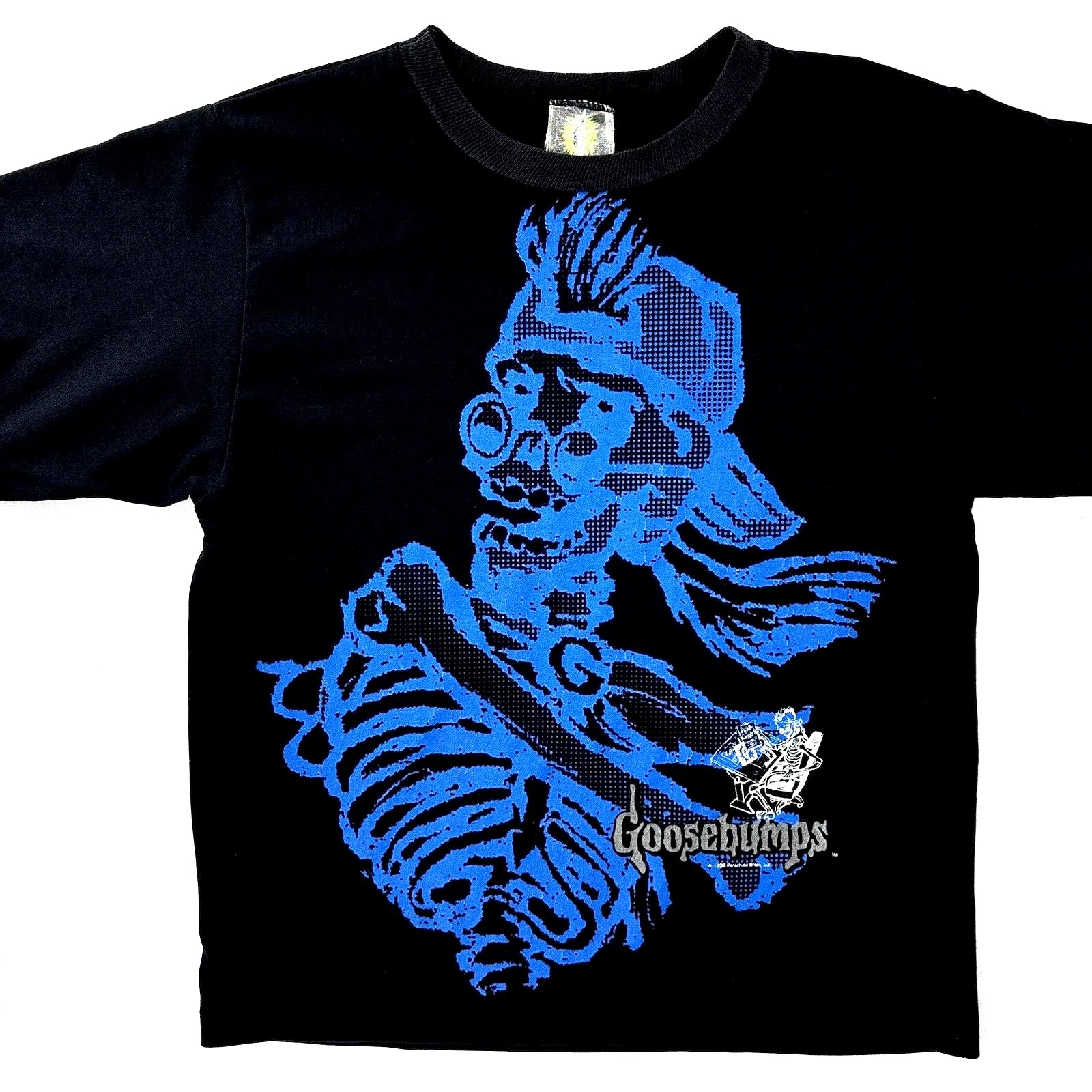 Vintage Rare OG 1996 Goosebumps Blue Skeleton T Shirt Sz Small