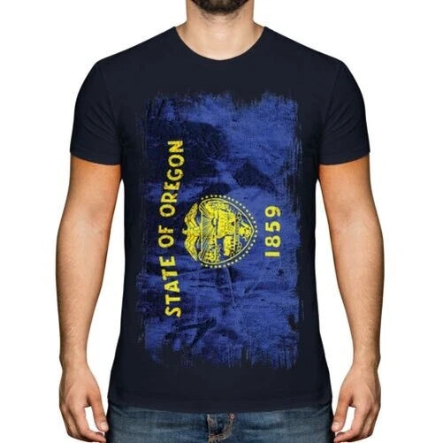 OREGON STATE GRUNGE FLAG MENS T-SHIRT TEE TOP OREGONIAN SHIRT JERSEY GIFT