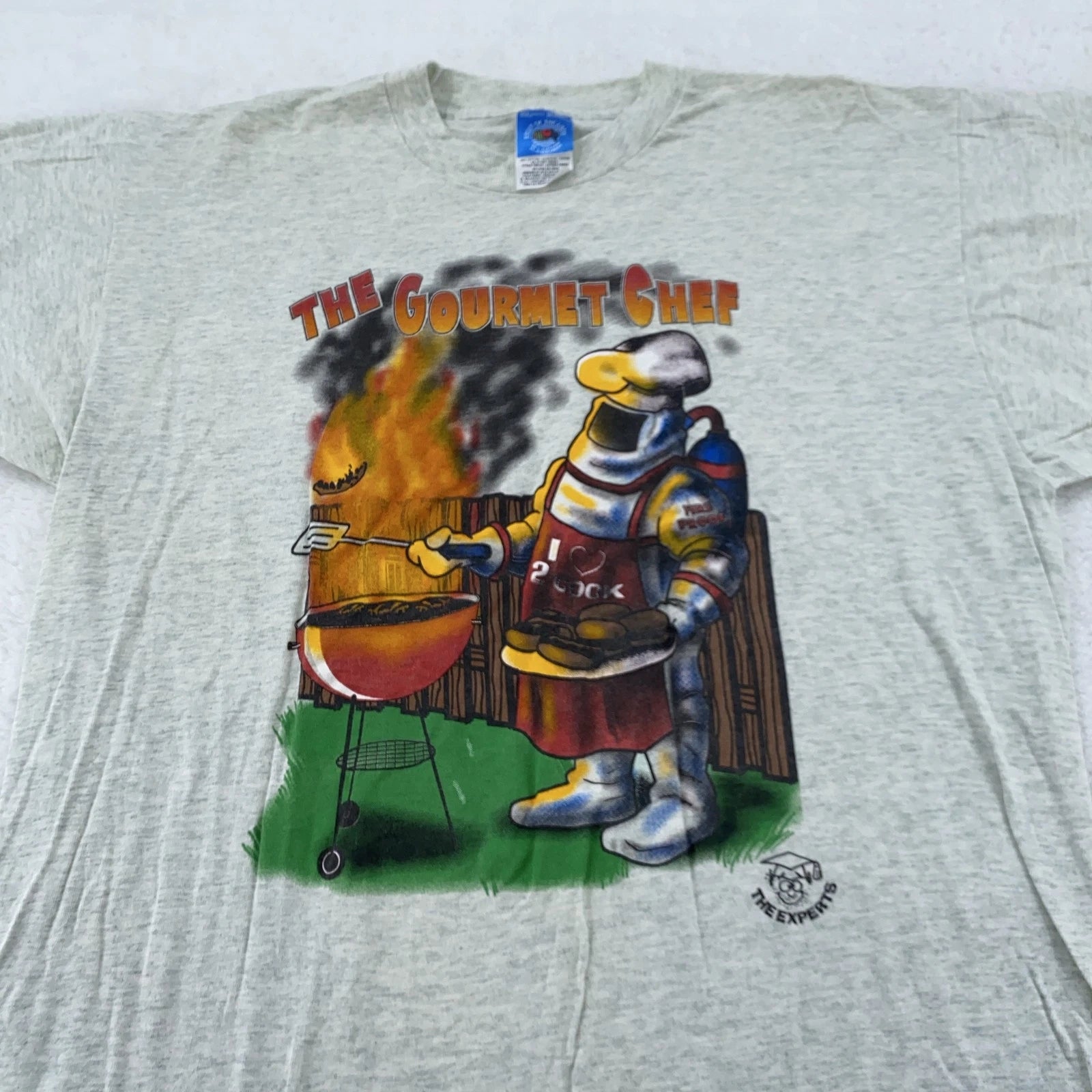 Vintage Gourmet Chef Shirt Mens M/ BBQ Grill Barbecue Funny Dad Joke 90s